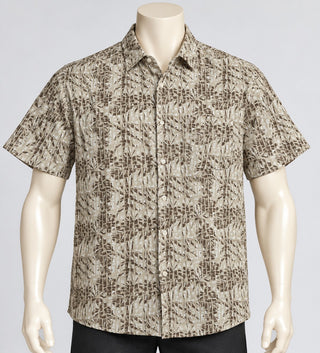 Tasso Elba Island Men's Large Silk Linen Short Sleeve Button