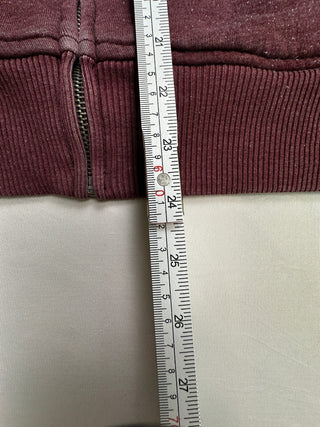 GAP Sherpa Lined Full Zip Hoodie Burgundy Logo Sweatshirt XL