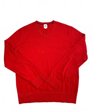 GAP Men's Red V-Neck Cotton Sweater Size M