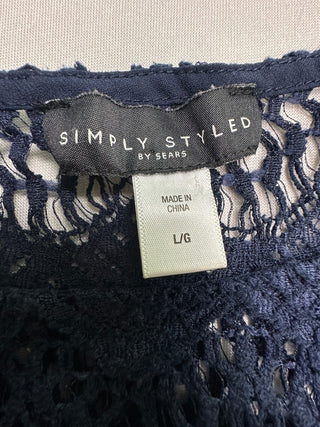 Simply Styled Navy Crochet Lace Blouse Women's L