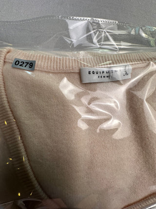 Equipment Femme 100% Cashmere V Neck Sweater Pink L