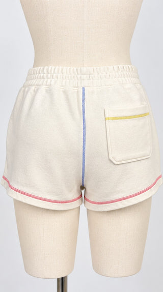 Rails Jane Women's Sweat Shorts M Cream Rainbow Stitch