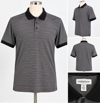 Nordstrom Men's Medium Gray and Black Polo Shirt