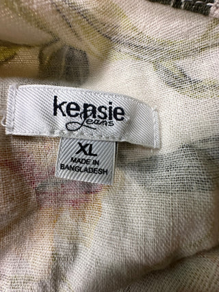 Kensie Jeans Womens XL Linen Blend Floral Wide Leg Jumpsuit