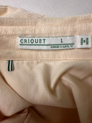 Criquet Men's L Cream Corduroy Pearl Snap Western Shirt