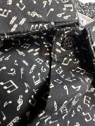 Rockmount Ranch Wear Men's Black Western Music Note Print