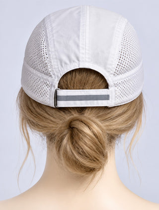 Apana White Running Cap Adjustable Reflective Athletic Hat