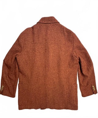 Ibiza Men's Textured Brown Wool Blend Button-Up Jacket Coat