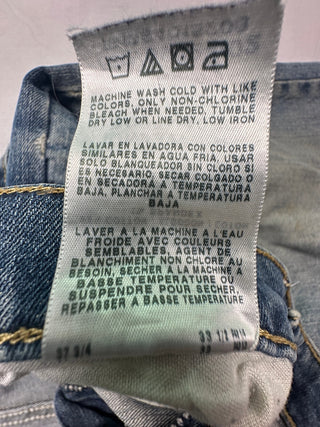 Wrangler Regular Fit Men's Jeans 33x32 Distressed Blue Denim