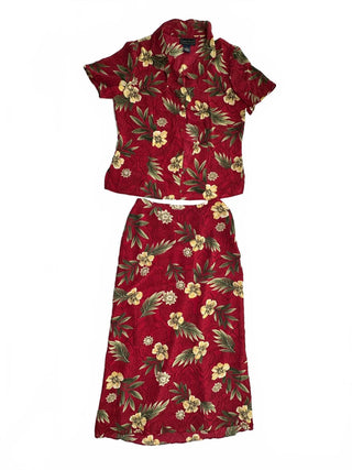 Laura Scott Women's Red Floral Two-Piece Set - Short Sleeve