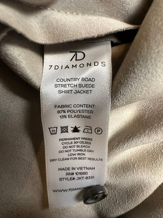 7Diamonds Men's Stretch Suede Shirt Jacket Large Beige Tan