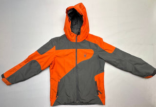 Spyder Kids XL 18 Orange Gray Hooded Ski Jacket