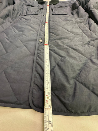Banana Republic Long Quilted Herringbone Navy Jacket Large