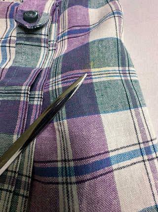 Bruno Washable Linen Plaid Blend Short Sleeve Shirt M