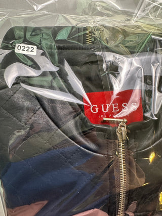GUESS Black Faux Leather Quilted Moto Jacket Women’s M