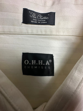 O.H.H.A Chemises Men's 17 43 White Stripe Dress Shirt Cotton