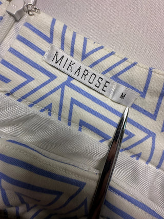 Mikarose Blue White Geometric Pencil Skirt Women’s M