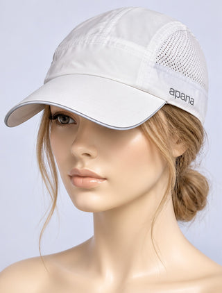 Apana White Running Cap Adjustable Reflective Athletic Hat