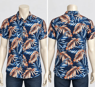 Lerros Men's Soft Print Tropical Button-Up Shirt Medium
