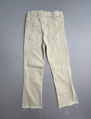Zara Cream Raw Hem Straight Leg Jeans Women US 2 EUR 34