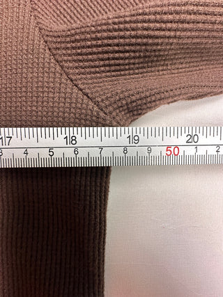 H2H Men’s Large Brown Waffle Knit Thermal Henley Shirt