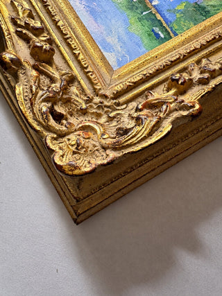 Signed Original Mexican Painting Landscape Ornate Gold Frame