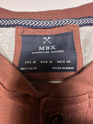 MBX Premium Goods Men's Long Sleeve Henley Shirt Size M Rust