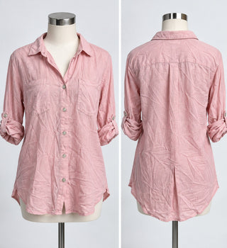 BeachLunchLounge Pink Viscose Button-Up Shirt Women's Large