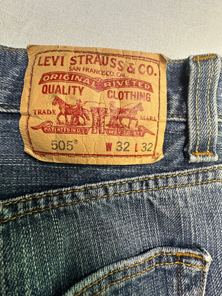 Levi's 505 Regular Fit Men's Jeans 32x32 Distressed Blue