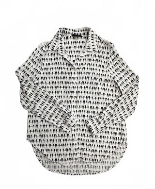 Jane + Delancey Bird Print Button Down Shirt Womens L Rayon