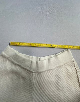 Zara Knit Cream Ribbed Wide Leg Pants Women S