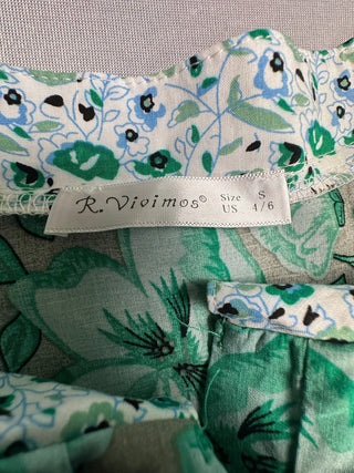 R Vivimos Womens S Green Floral Boho Puff Sleeve Maxi Dress