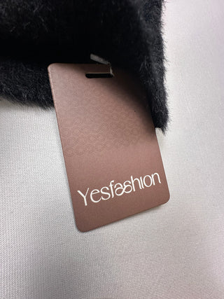 Yesfashion Black Fuzzy Heart Button Cardigan Women’s L