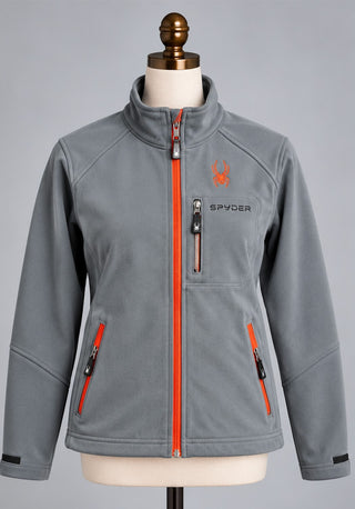 Spyder Gray Fleece Jacket Kids XL 18 Orange Zip Full Zip