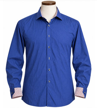 Arrow Men's Long Sleeve Button-Up Shirt Blue with PatternedC