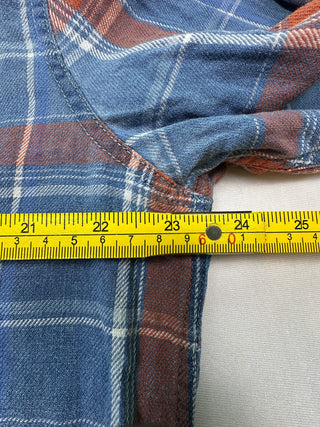 Lucky Brand Classic Fit True Indigo Men L Plaid Flannel Shrt