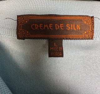 Creme de Silk Mens Large Light Blue Knit Zip Jacket Cardigan