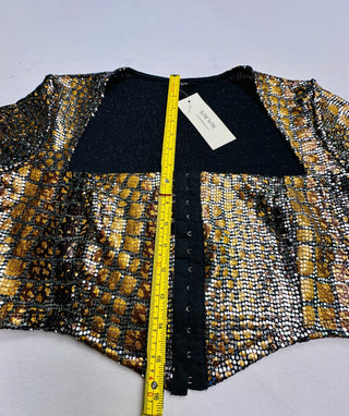 WIN WIN Gold Silver Metallic Reptile Crop Top Women L NWT