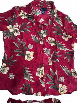 Laura Scott Women's Red Floral Two-Piece Set - Short Sleeve