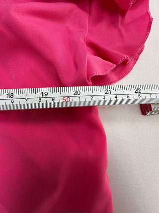 Women's L Hot Pink Ruffle Flutter Sleeve Blouse Top