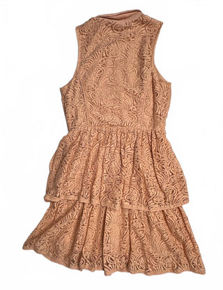 The Addison Story Peach Lace Tiered Shirt Dress Women L