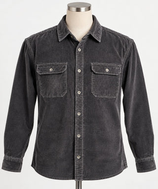 Apt. 9 Men's Slim Fit Black Corduroy Button-Up Shirt Large