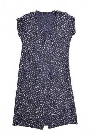 Madewell Navy Floral Button Front Midi Dress Size S V Neck