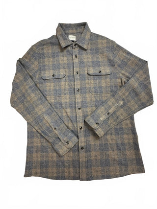 7Diamonds Soft Stretch Medium Blue and Beige Plaid Button-2