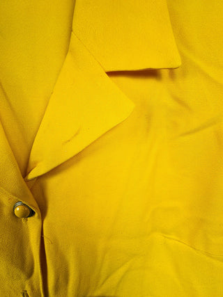COCO BIANCO Vintage Yellow Rayon Acetate Button Front Dress,