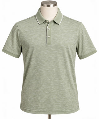 Geoffrey Beene Men's M Green Heather Short Sleeve Polo Shirt