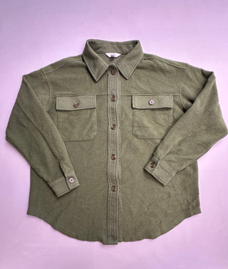 Time and Tru Women's M Olive Green Fleece Shacket
