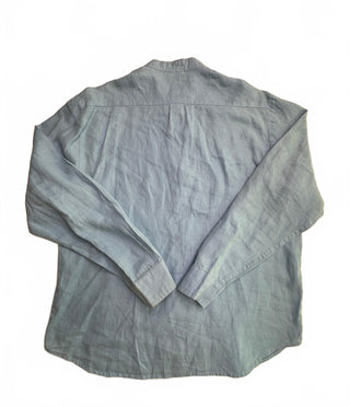 International Male Men's L Blue 100% Linen Mandarin Shirt