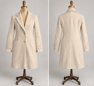 BLVD Women's Cream Beige Faux-Suede Long Coat Size S/M Tailg
