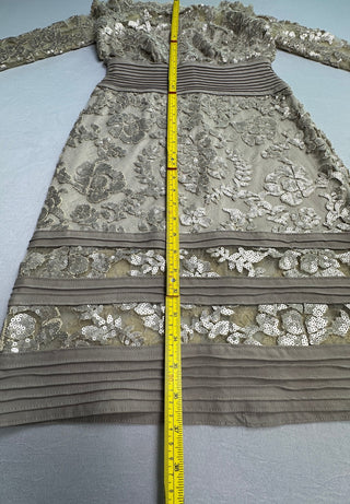 Tadashi Shoji Gold Sequin Lace Cocktail Dress Size 4